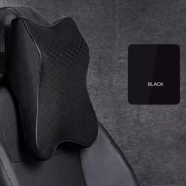 pu leather car neck pillow 3d memory foam headrest car seat neck pillow waist back rest lumbar cushion (1pc) - Image 5