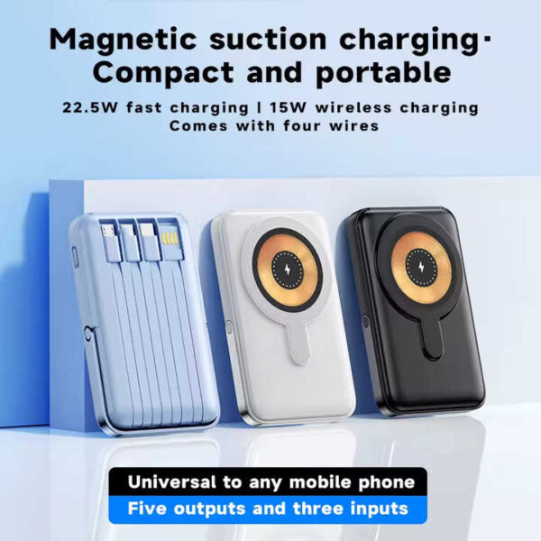 wireless charger magnetic & built-in cables 66w fast charging portable power bank 10000mah (random color) - Image 10