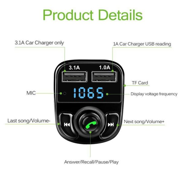 x8 - multifunctional car mp3 player | car wireless fm transmitter | car mp3 modulator - 3.1a | car accessories ( random color ) - Image 14