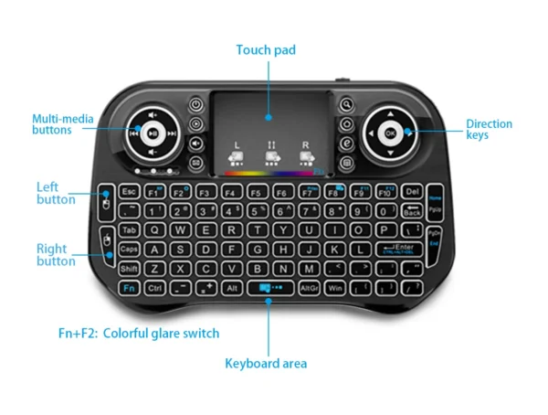 i10 mini wireless + bluetooth 7 color backlit light 2.4ghz air mouse with touchpad - Image 3