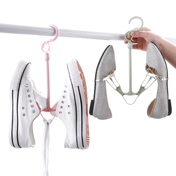 shoe drying stand | hanging racks for balcony, cabinet, cup board | hook racks organizer (pink) - Image 10
