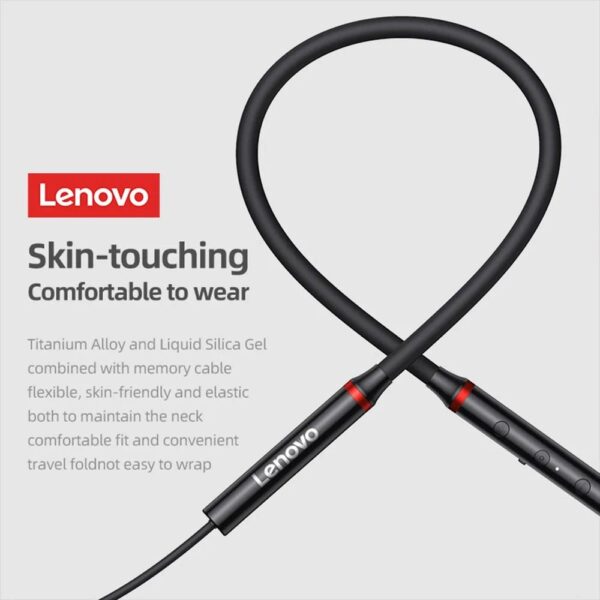 lenovo he05x 2 bluetooth 5.0 earphones hifi magnetic neckband headset (black) - Image 4