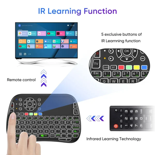 m9 bluetooth mini wireless keyboard 7 backlit 2.4g air mouse remote touchpad - Image 4
