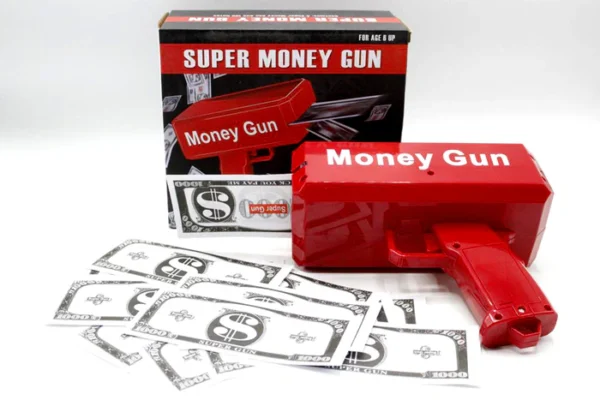 rain money gun_ paper playing spray money toy gun_, prop money gun(red color) - Image 4
