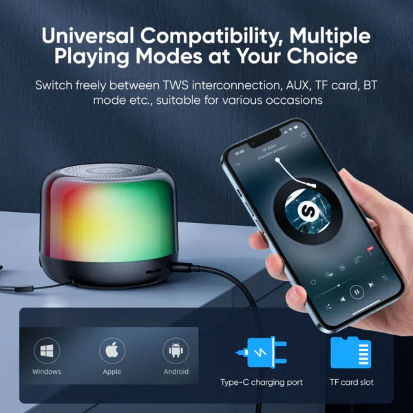 joyroom jr-ml03 transparent rgb wireless speaker