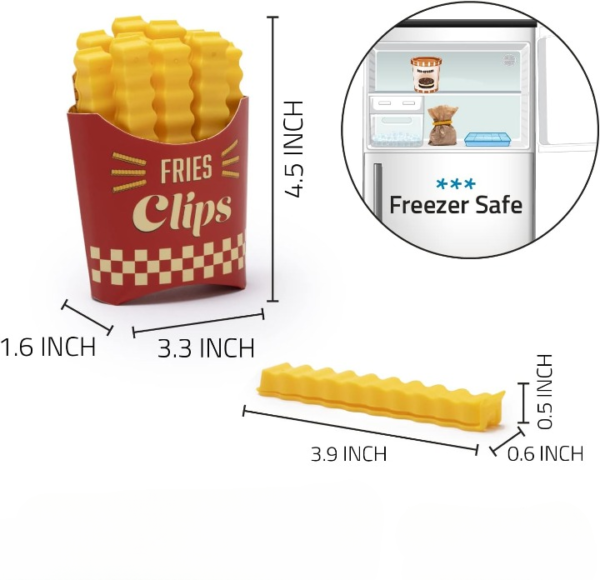 12pcs set creative french fries bag sealer with holder fridge magnet bag clips food seal clip keep fresh snack sealing clamp - Image 2