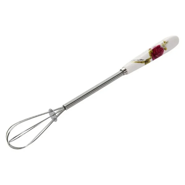 mini ceramic flower print handle egg coffee milk cream beater hand mixer whisk - 1 pc (random whisk)