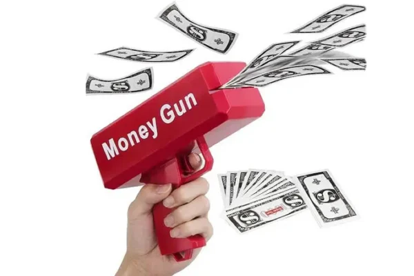 rain money gun_ paper playing spray money toy gun_, prop money gun(red color) - Image 3