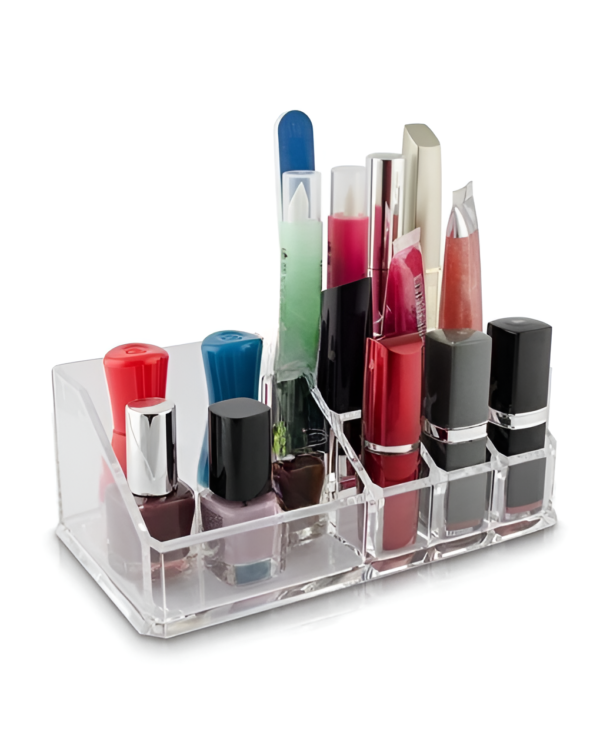 multi grid clear acrylic material eyebrush nail polish lipstick makeup jewelry vanity storage organizer