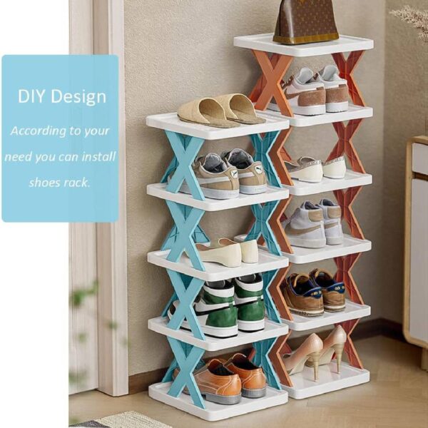 new arrival stackable shoe rack multi-layer storage shoes shelf box plastic space saving cabinet shoes organizer for entry (random color) - Image 4