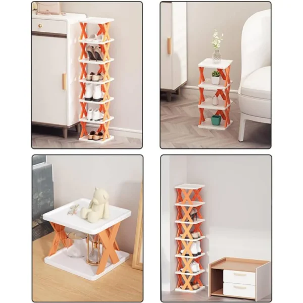 new arrival stackable shoe rack multi-layer storage shoes shelf box plastic space saving cabinet shoes organizer for entry (random color) - Image 5