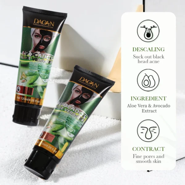 daqan  aloe vera face care infused skin care deep cleansing chinese factory peel off mask acne treatment firming mask 120ml - Image 2