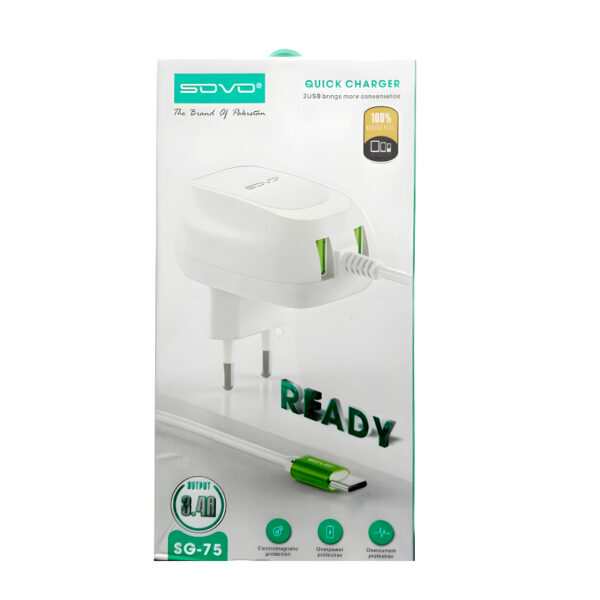 sovo sg-75 ready 3.4-amp 2usb high quallity type-c cable fast charger - Image 6