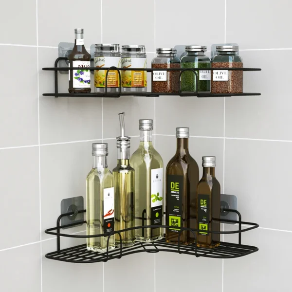 metal corner rack for bathroom & kitchen | bathroom metal shelf organizer | storage rack corner frame shampoo storage holder | wall mount bathroom accessories (without hook) - Image 7