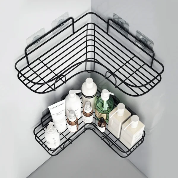 metal corner rack for bathroom & kitchen | bathroom metal shelf organizer | storage rack corner frame shampoo storage holder | wall mount bathroom accessories (without hook) - Image 5