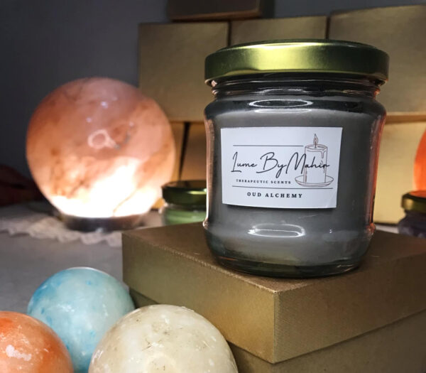 oud alchemy candle | every flicker tells a tale – handmade amber & musk soy wax candle - 100gram