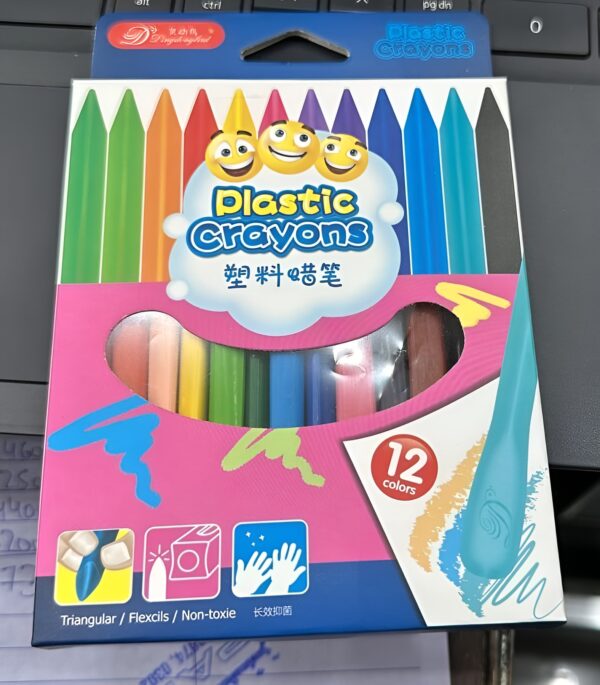 children pack of 12 plastic crayons, 12 vibrant crayons colors, caryon pencils - Image 2