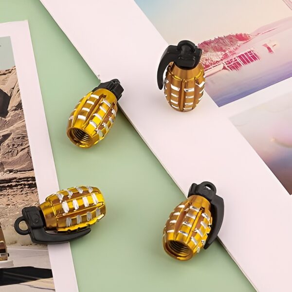 pack of 2 - grenade tyre air valve nozzle caps for car and bikes (golden) - Image 8