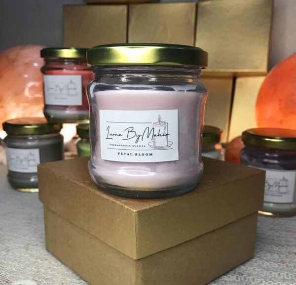 petal bloom candle | where every flame blooms like a midnight garden – handmade jasmine sambac soy wax candle - 100 gram