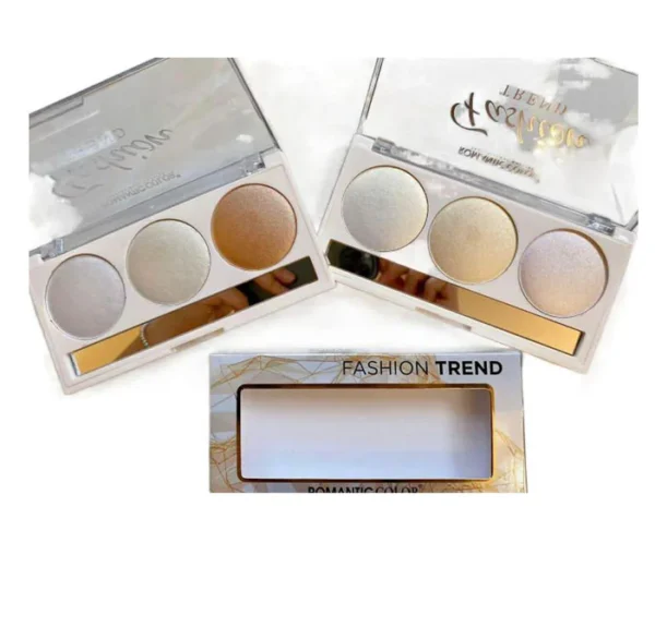 3 in 1 fashion trend-romantic color blusher and highlighter shade makeup kit