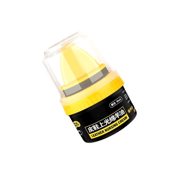 black leather shoe polish cream with sponge - Image 8