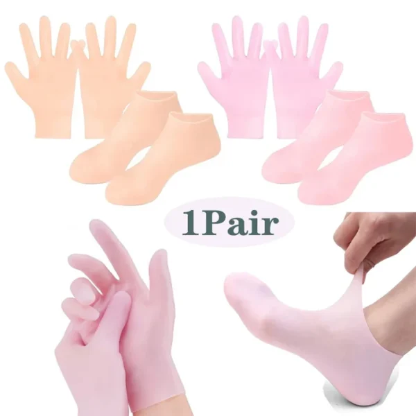 combo pack off 2 silicone socks and gloves for moisturizing hands and feet