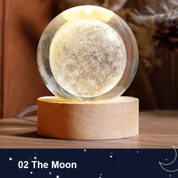 3d crystal ball night lights glowing galaxy planetary earth moon  ball lamp earth for kids bedroom decor - Image 3
