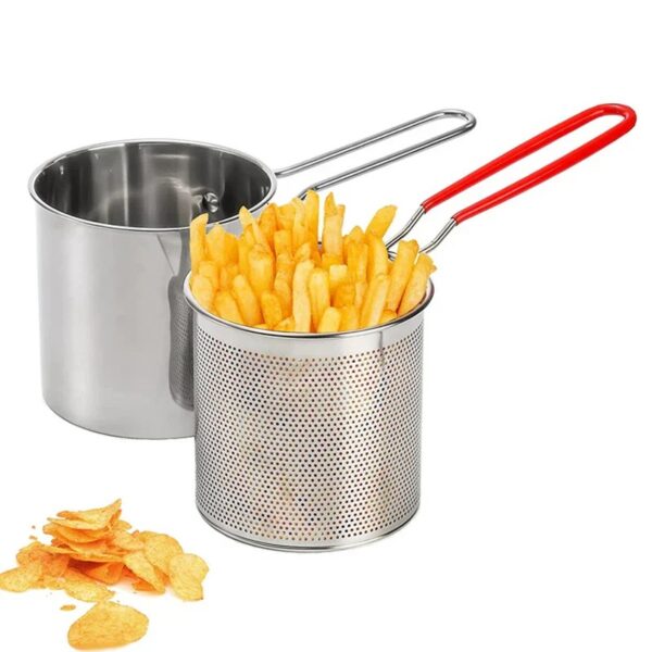 stainless steel deep fryer frying pot with strainer 12ml capacity | basket deep fryer pot for baking frying boiling home kitchen - Image 8