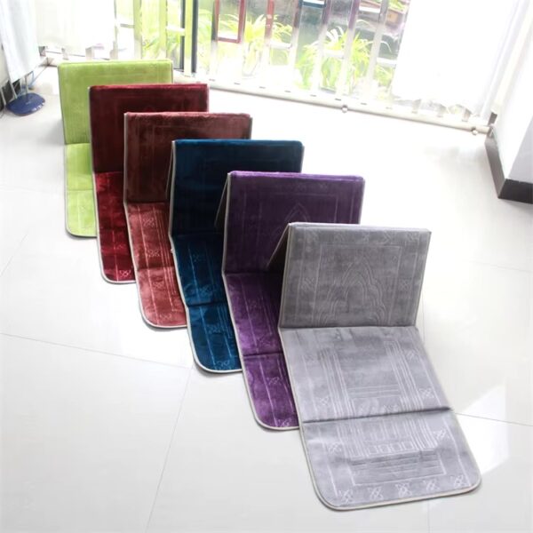 foldable prayer mat and backrest 2 in 1 ( jai namaz / jae namaz) (random color)