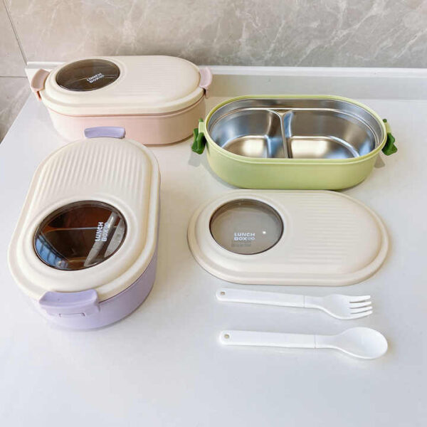 bonbox stainless steel thermal lunch box | leakproof lunch box | for children, kids and adult | portable picnic storage | school student food container (random color) - Image 3