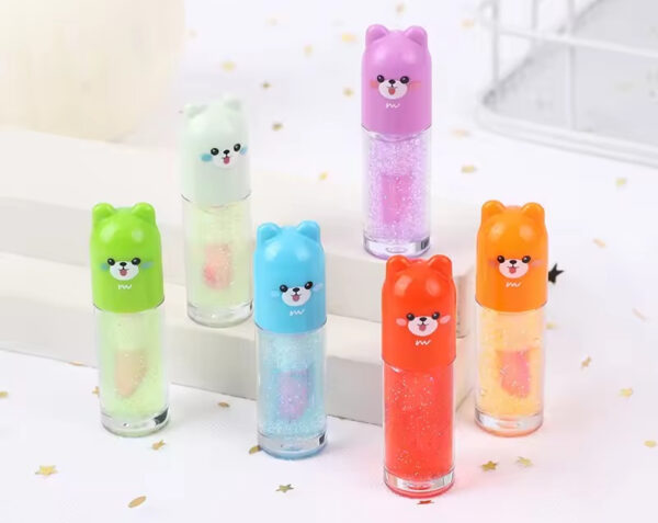 6 pcs cute bear changing lip gloss set moisturizing magic tint liquid lipstick | royal lipstics (random color) - Image 7