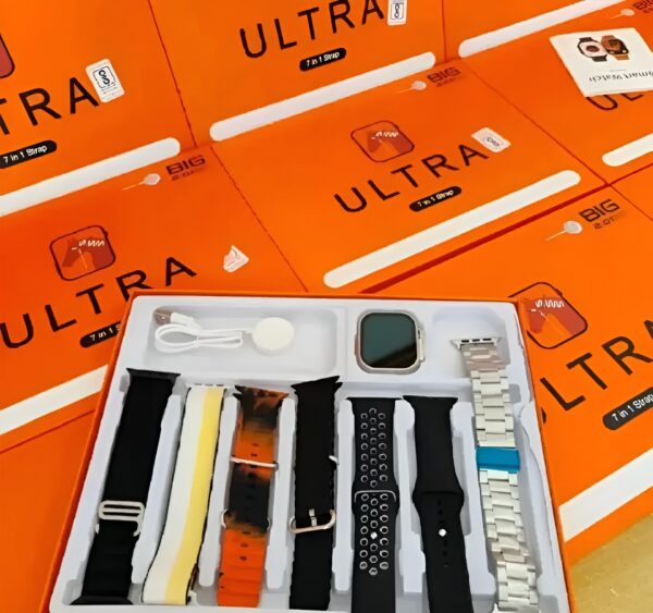 waterproof 7-in-1 ultra smart watch 2.01 with 2.1-inch full hd screen with series 8 wireless charging and 7 straps(random colors) - Image 18