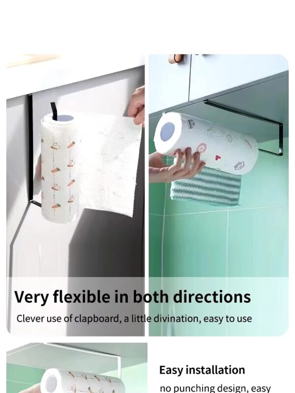 kitchen paper towel hanger holder under cabinet roll rack space save organizer ( random color ) - Image 3