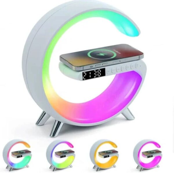 g11  g shape bluetooth speaker multifunctional lamp digital alarm wirless charging memory card supported - Image 5