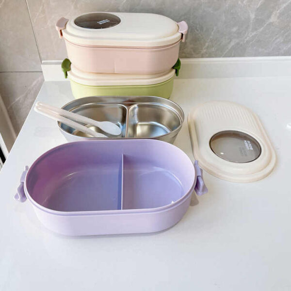 bonbox stainless steel thermal lunch box | leakproof lunch box | for children, kids and adult | portable picnic storage | school student food container (random color) - Image 5