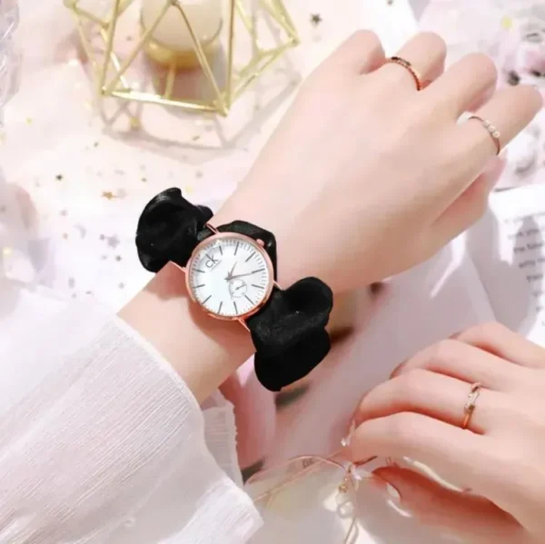 scrunchies dw watch for girls & women | new korean style scrunchie wris (random color) - Image 4