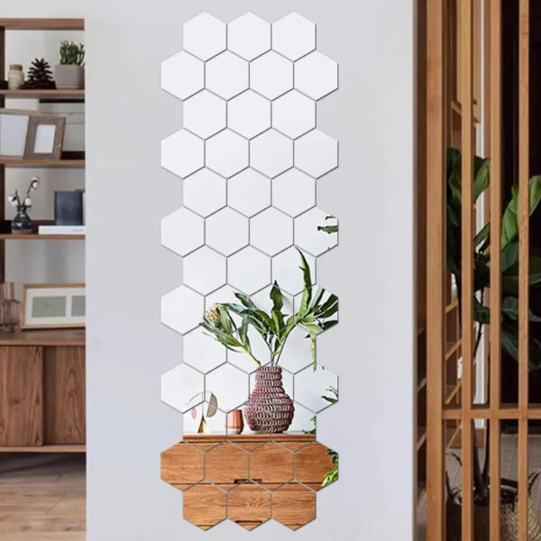 (pack of 12)  3d acrylic hexagon simple mirror-surface geometric diy art mural for home decoration wall - Image 4