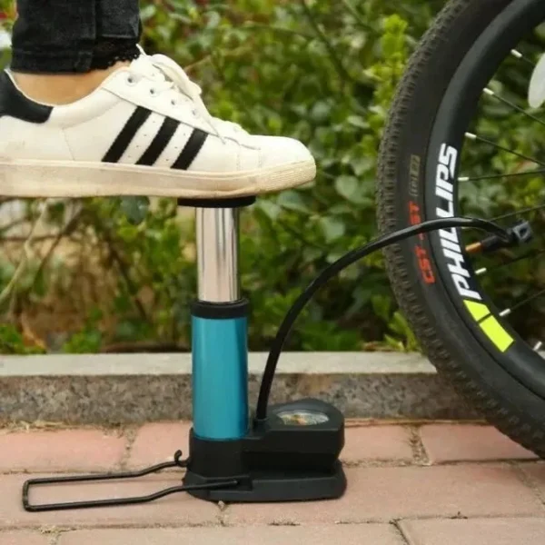 high pressure foot air pump with gauge, heavy duty foot pump for bike, ball, scooter, car, inflatable toys, mini pump - Image 5