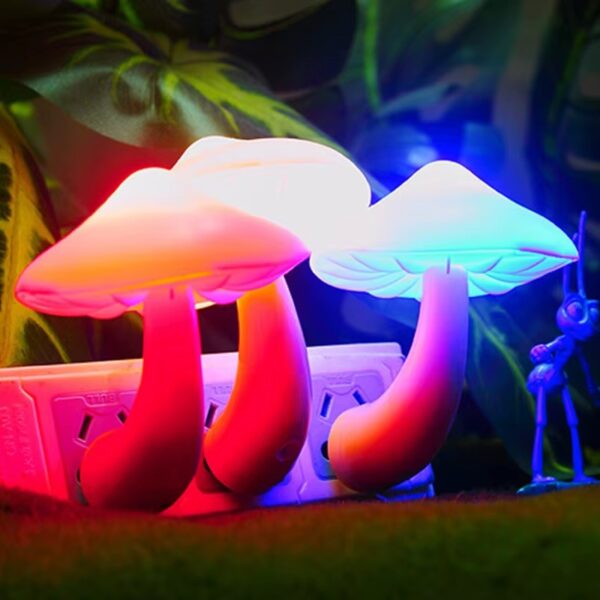 mushroom shape led night light | flower lamp bedroom baby room lamps for family, friend or kids gifts (random colors) - Image 4