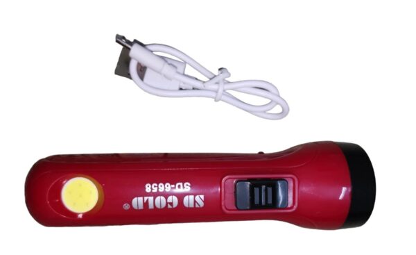rechargeable led torch light sd-6658 mini pocket flashlight emergency torch light | best quality torch light | light for hiking & camping ( random color ) - Image 6