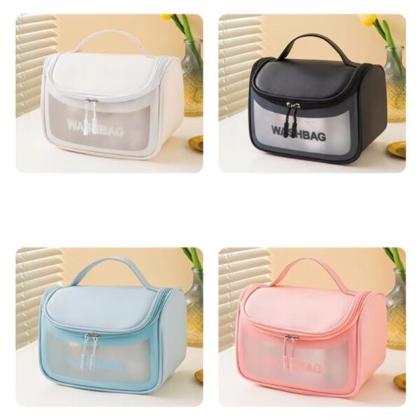 waterproof washbag cosmetic transparent travel cosmetic zipper storage bag for women (random color) - Image 2