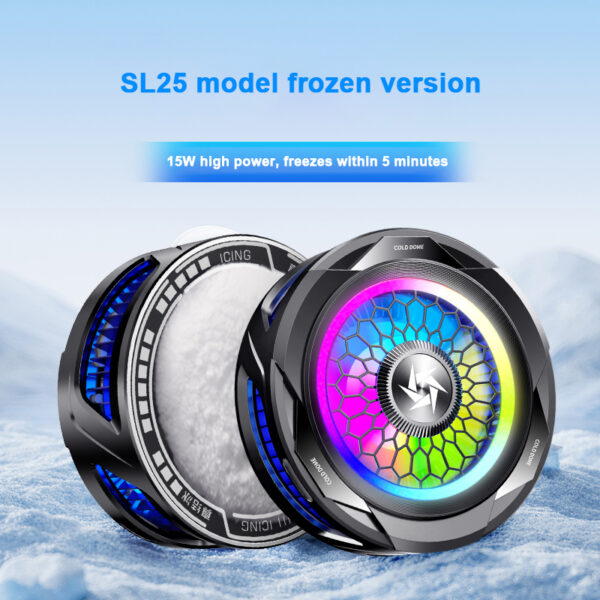 sl-25 15w high power mobile phone original cooler radiator with magnetic/clip, fast ice cooling, and rgb led light