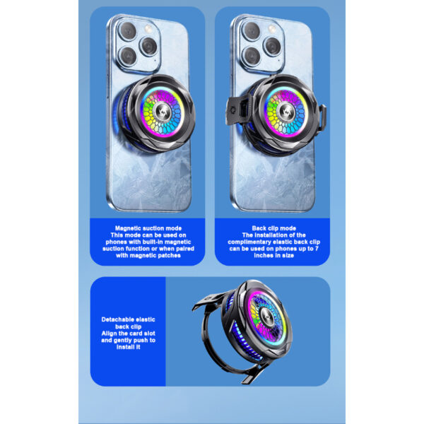 sl-25 15w high power mobile phone original cooler radiator with magnetic/clip, fast ice cooling, and rgb led light - Image 11