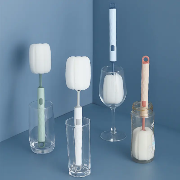 long handle cup cleaner brush - sponge bottle cleaner brush for cups, water bottles ( random color)