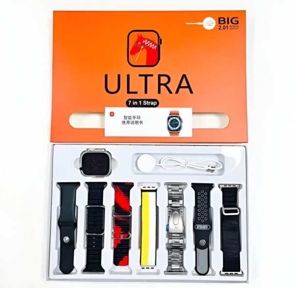 waterproof 7-in-1 ultra smart watch 2.01 with 2.1-inch full hd screen with series 8 wireless charging and 7 straps(random colors) - Image 12