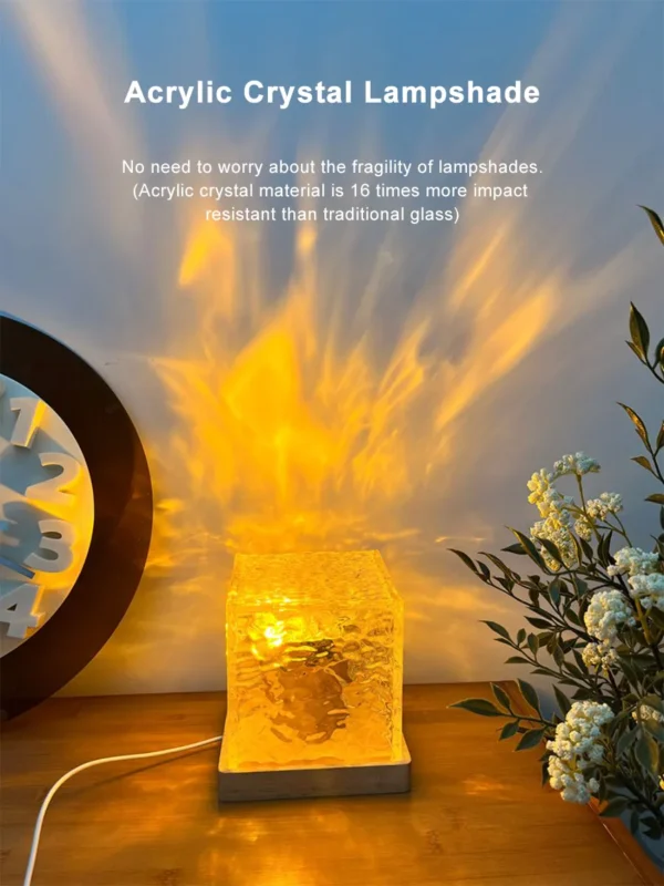 dynamic rotating water ripple night light 3 colors flame crystal lamp for living room study bedroom (no remote  attached usb cable) - Image 10