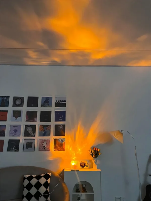 dynamic rotating water ripple night light 3 colors flame crystal lamp for living room study bedroom (no remote  attached usb cable) - Image 11