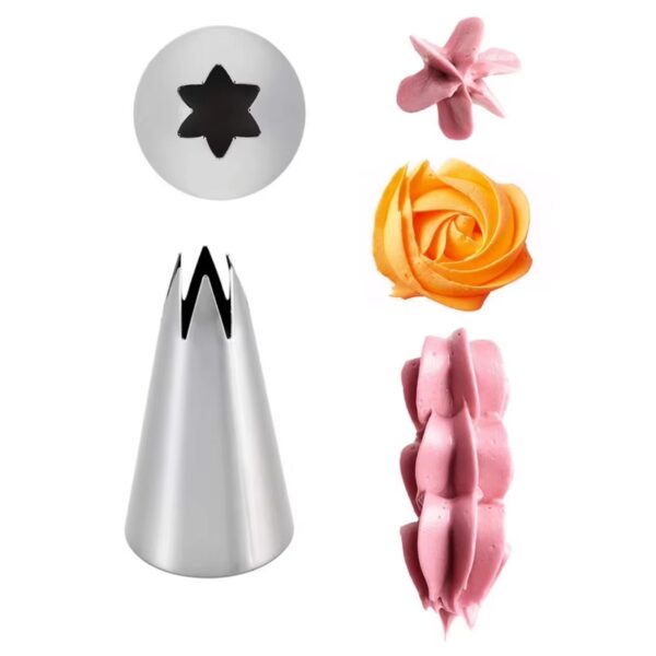 1m stainless steel nozzle open star tip pastry cookies icing piping nozzles cake decorating tool (1 pc) - Image 4