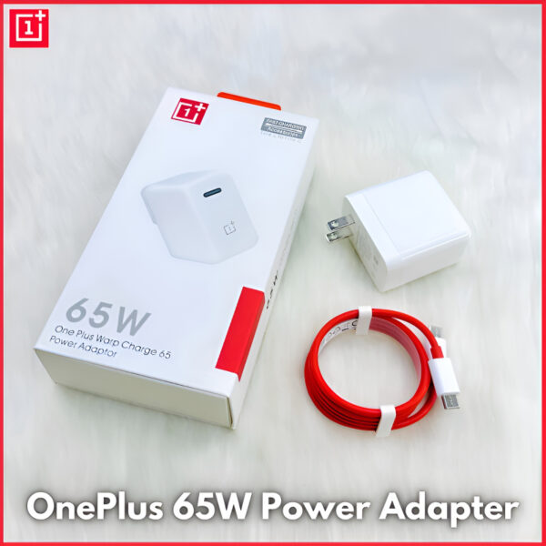 oneplus 65w warp charge power adapter with type-c to type-c fast charging cable