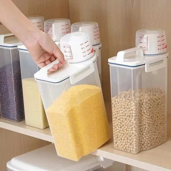 container, 2kg storage container, rice storage container, dog food, cereal containers, storage containers,  with measuring cup for dry food, cereal and flour - Image 2